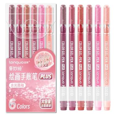 Imagem de Joyask Canetas de gel com glitter, pacote com 6 canetas coloridas para papel preto e papel branco, canetas de ponta de 1,0 mm, canetas de tinta de grande capacidade para colorir, escrever, desenhar