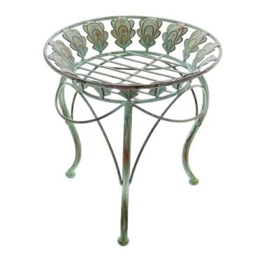 Imagem de WeiLaiKeQi Suporte para plantas, suporte forte de ferro, prateleira de exposição rústica redonda e minimalista para plantas, protege o chão para sala de estar e