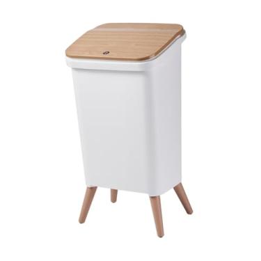 Imagem de IEUDNS Lixeira com pés de pressão, ideal para quarto de bebê, armário, sala de estar, banheiro e cozinha, Branco 29x24x55cm