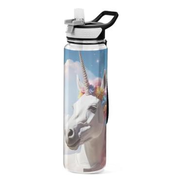 Imagem de ATTX Garrafa de água Sky Horse, 946 ml, à prova de vazamento e livre de BPA, garrafas de água reutilizáveis de plástico Tritan para viagens, academia, corrida (425)