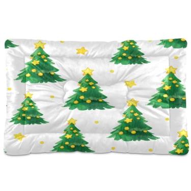 Imagem de SEHANY Cama de árvore de Natal em aquarela para cães e gatos com fundo antiderrapante, caixa de canil, colchão macio para animais de estimação, lavável para cães pequenos, médios e grandes, gatos, 91