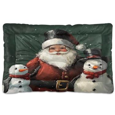 Imagem de SEHANY Cama de Natal para cães de Papai Noel, cama de gato com fundo antiderrapante, cama de canil, colchão macio para animais de estimação, lavável para cães pequenos, médios e grandes, gatos, 45,7 x