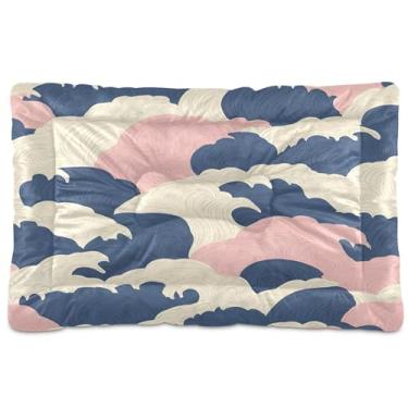 Imagem de SEHANY Cama para cães Sea Wave Cama de gato com fundo antiderrapante, cama de canil, colchão macio para animais de estimação, lavável para cães pequenos, médios e grandes, gatos, 91 x 61 cm