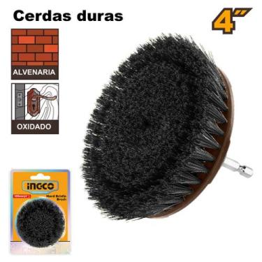 Imagem de Escova Rotativa de Cerdas Duras D 4Pol, Haste 1/4 INGCO