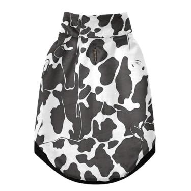 Imagem de SEHANY Casaco de cachorro preto e branco com estampa de vaca para cães pequenos, superquente à prova de vento, jaqueta de inverno macia e aconchegante para clima de neve fria com coleira para animais