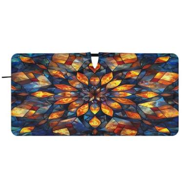 Imagem de Blueangle Morocco Ornamento Para-brisa Sombra Solar - 149.9 cm x 76.2 cm Dobrável Carro Frontal Para-sol Blocos Raios UV Viseira de Sol (980)