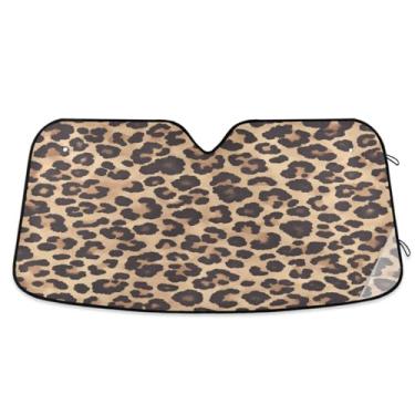 Imagem de ATTX Para-brisa de carro com estampa de leopardo 144.8 cm x 80.0 cm Escudo solar universal com proteção UV, persiana de janela frontal automática dobrável para caminhões Sedans SUVs #760