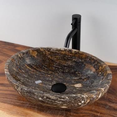 Imagem de MIDUSO Pia de vaso de pedra de rio única - pia natural feita à mão - pia oval elegante para banheiros de luxo - pedra única e rara, escolha seu design em opções de "cor"
