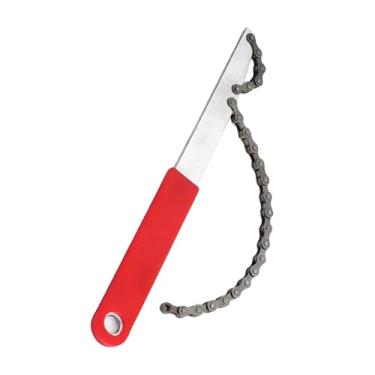 Imagem de MIOIO Chave de corrente de bicicleta profissional, ferramenta de remoção de roda livre de 29 cm com corrente de alta resistência, alça vermelha antiderrapante, orifício para pendurar para manutenção
