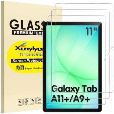 Imagem de XunyLyee Pacote com 3, protetor de tela para Samsung Galaxy Tab A9 Plus/A9+ 5G filme de vidro temperado de 11 polegadas fácil instalação
