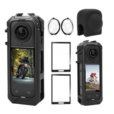 Imagem de Capa para montagem de câmera Insta 360 X5/protetor de tela de vidro temperado/capas protetoras transparentes padrão para lentes dianteiras e traseiras/protetor de lente de silicone acessórios de