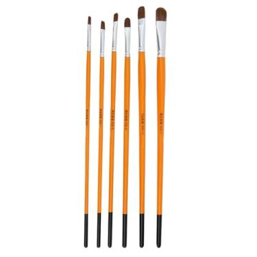 Imagem de Conjunto de pincéis para pintura de cabelo de lobo puro com 6 peças, pincéis profissionais de aquarela de guache para pintura a óleo, materiais de arte em aquarela de guache, tubo