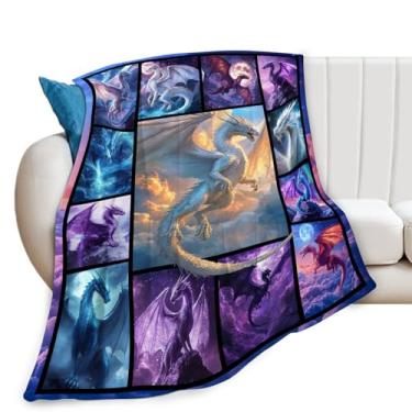 Imagem de Cobertor de dragão para amantes de dragões, presentes para meninas, meninos, crianças, amantes de dragões, pelúcia macia e aconchegante de lã para sofá-cama 127 x 101 cm