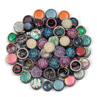 Imagem de TBOSEN 20 peças de aço inoxidável | Medidores de orelha de madeira cores aleatórias alargadores túneis piercing corporal saco da sorte 10 pares total 2g-2,5 cm