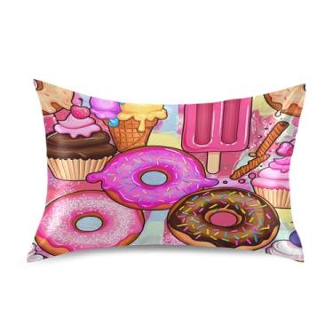 Imagem de xigua Linda fronha de cetim de sorvete para cabelo e pele lavável à máquina travesseiro de cetim refrescante capa de cama queen com fecho de envelope, 50,8 cm x 76,2 cm