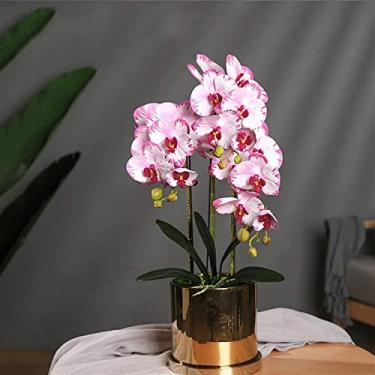 Imagem de LMJYU Flor artificial orquídeas falsas orquídeas de poliuretano aparência realista artificial Phalaenopsis flores planta flores artificiais