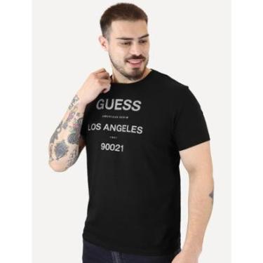 Imagem de Camiseta Guess Masculina Los Angeles 90021 Preta-Masculino