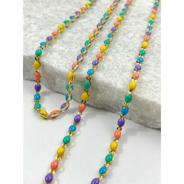 Imagem de Corrente Colorida de Verão com Banho de Ouro 2 Milésimos e Verniz Ital