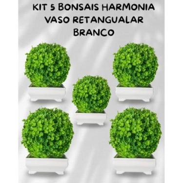 Imagem de Genérico, Kit 5 Plantas Bonsais Artificial Modelo Harmonia – Toque Verde, Equilíbrio Beleza sem Cuidados