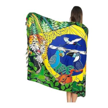 Imagem de Canga de praia Bali com Franja Gigante 1,80x1,20m Bndeira do Brasil 100% Viscose