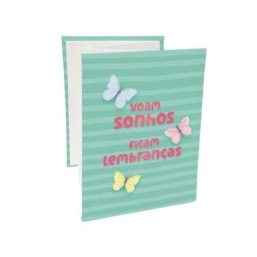 Imagem de Álbum de fotos Ical, encadernação sanfona autocolante, folhas de papel especial branco, para 6 fotos 10x15cm vertical - linha Sanfonado - modelo borboletas - 914