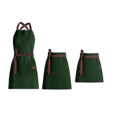 Imagem de Avental Verde Escuro Marrom Cintura Cafeteria Unissex 3un - CASACHA