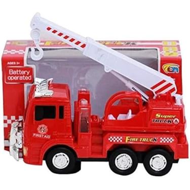 Imagem de Caminhão de Bombeiro a Pilha com Luzes Sirene e Movimentos - Carrinho Bate E Volt Brinquedo Infantil