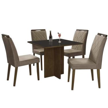 Imagem de Mesa de Jantar Los Angeles 120x80cm em Linho com 4 Cadeiras Minas Plac