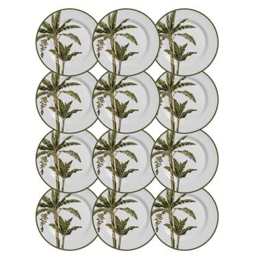 Imagem de Jogo 12 Pratos De Sobremesa De Cerâmica 20cm Malibu Coqueiro Alleanza 1ª Linha