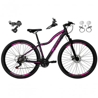 Imagem de Bicicleta Aro 29 Ksw Mwza Feminina Câmbios Shimano 21v Freio Hidráulico Garfo Suspensão preto-rosa Tam: 15