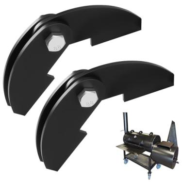 Imagem de 2 peças de dobradiça grande para churrasqueira resistente de 20 x 6 cm, compatível com portas de dobradiça para churrasqueira Burn Shop, adequada para placa de aço de 3/40.6 cm, com parafuso, porca