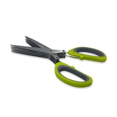 Imagem de Tesoura para Picar Alimentos com 5 Lâminas em Aço Inox, Temperos e Ervas, Cores Sortidas