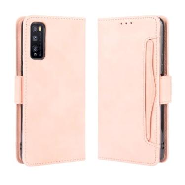 Imagem de Capa para HUAWEI Enjoy Z 5G,Retro magnético Flip Case,Design de carteira de couro PU com slots de cartão removíveis -Pink