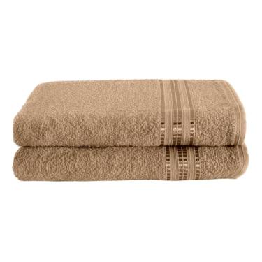 Imagem de Kit 2 Peças Toalha de Banho, 100% Algodão, 125x65cm, Gramatura 260g/m², Hipoalergênica, Uso Diário (Marrom Nóz)