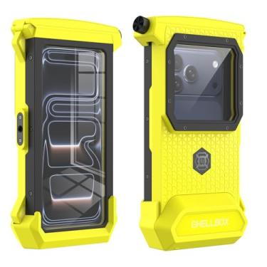 Imagem de Mangix Capa de telefone compatível com tela sensível ao toque subaquática, capa universal para mergulho com foto e vídeo para iPhone 17/16/15 Pro Max, Galaxy S25/24 Ultra (amarelo)