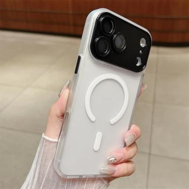 Imagem de SFDSUH Capa protetora fosca com carregamento sem fio magnético para iPhone 16 Pro Max, resistente a impactos e sólida (para iPhone 16 Pro Max/Branca)