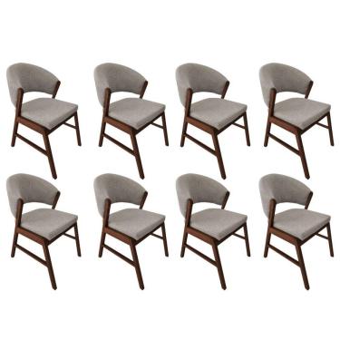 Imagem de Kit 8 Cadeiras De Jantar Madeira Maciça Débora Linho Premium Mel Bege Linho