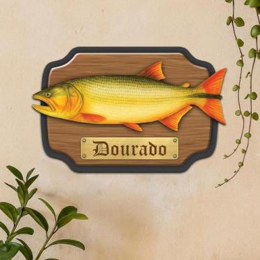 Imagem de Placa Quadro Decoração MDF 3D Peixes do Brasil - Dourado - KF Imports