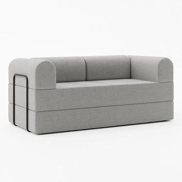 Imagem de Sofá Cama De Espuma Modular Axel 160cm 02 Lugares Com Apoio De Metal Linho Cinza - Desk Design