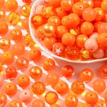 Imagem de CYEENUT Contas de acrílico de 20 mm, 120 peças, contas de chiclete laranja, 20 mm, contas multicoloridas para caneta, bolsa, joias, colar, pulseiras (laranja)