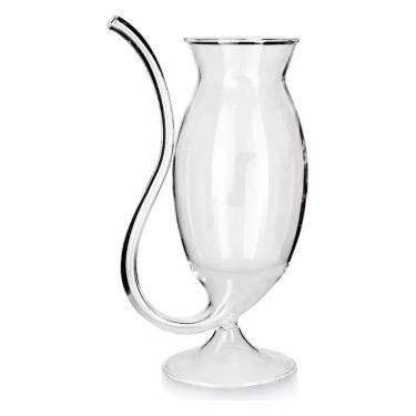 Imagem de Copo Taça de Vidro Cristal Para Drinks Modelo Vampiro 200ML Canudo Embutido