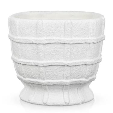 Imagem de Vasos de cerâmica branca de 15 cm com orifício de drenagem, vasos de flores rústicos para plantas de interior, vasos de cerâmica decorativos ao ar livre, vaso pequeno para suculentas, cactos, ervas