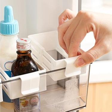 Imagem de 1 pç Organizador de porta lateral de geladeira prateleira ajustável com clipes de encaixe Caixas categorizadas de armazenamento de cozinha e quarto para divisão espacial