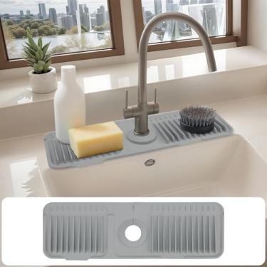 Imagem de Generic Tapete de torneira para protetor de respingos de pia de cozinha, tapete de pia de cozinha, protetor de respingos de pia de cozinha 42 x 14 x 2 cm, cinza escuro