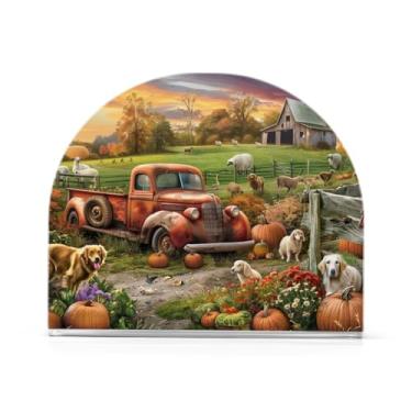 Imagem de Porta-guardanapos de plástico de fazenda de outono, porta-guardanapos para guardanapos de jantar, dispensador de guardanapos de restaurante para guardanapos de papel de jantar