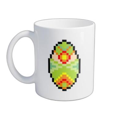 Imagem de Caneca Xícara de Café Porcelana 300ml Design Pixel Art Ovo de Páscoa