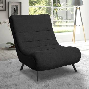 Imagem de Poltrona Com Pés Em Ferro Tecido Bouclé Vancouver – Lucadi Preto