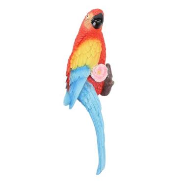 Imagem de Cryfokt Escultura de Resina de Ornamento de Papagaio de Meia Face para Jardim de Sala de Estar, Estatueta de Pássaro Vibrante e à Prova de Sol para Varanda de Parede de árvore, Decoração de Fácil