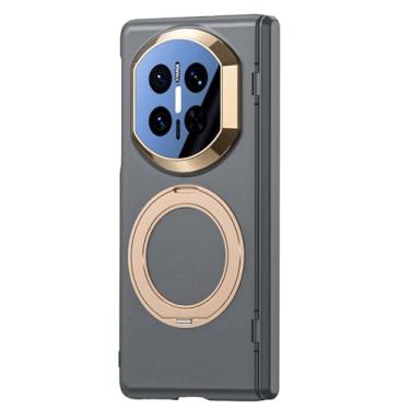 Imagem de HAOMRIYL Capa para Huawei Mate X7, suporte de anel oculto dobrável capa traseira magnética fina para câmera de PC à prova de choque, cinza, Mate X7