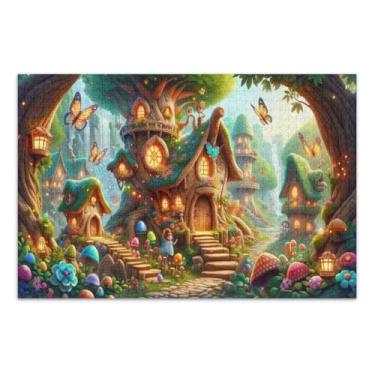 Imagem de Castelo Floresta Elfos Borboleta Quebra-cabeças Difíceis para Adultos com Letras nas Costas para Adultos 500